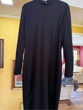 Black Label By Chicos Classic Black Long-Sleeve Turtleneck Dress